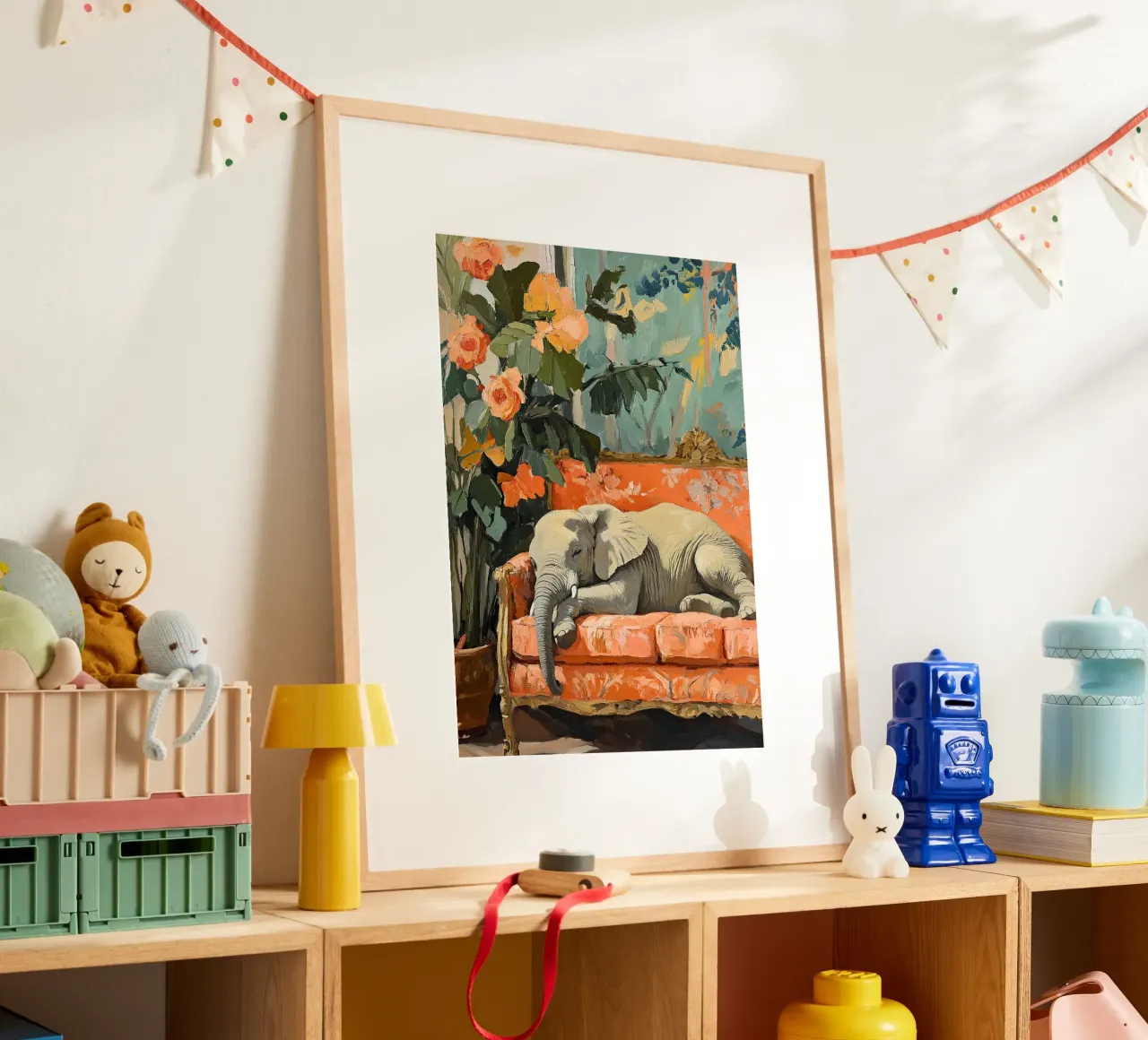 Elefante sul divano carta hahnemühle da ArtByNiki