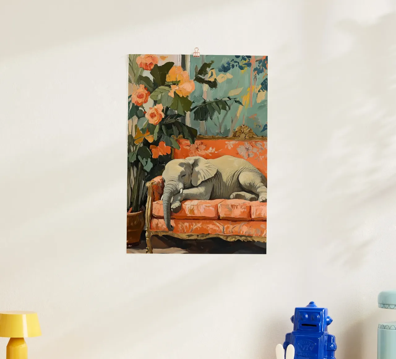 Elefante sul divano carta hahnemühle da ArtByNiki