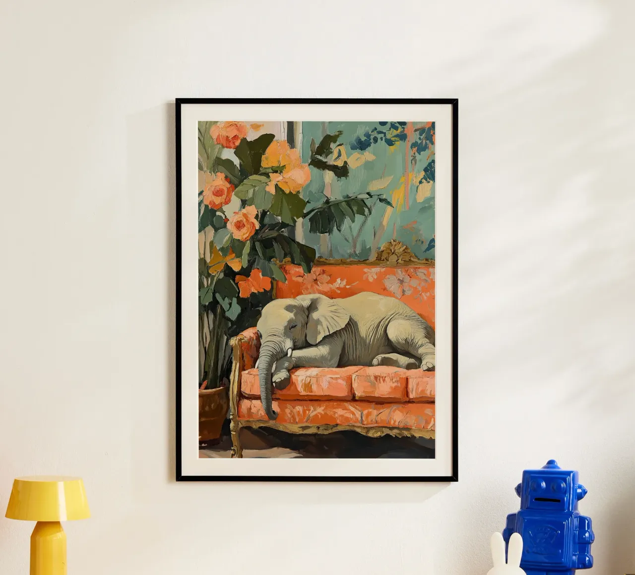 Elefante sul divano carta hahnemühle da ArtByNiki