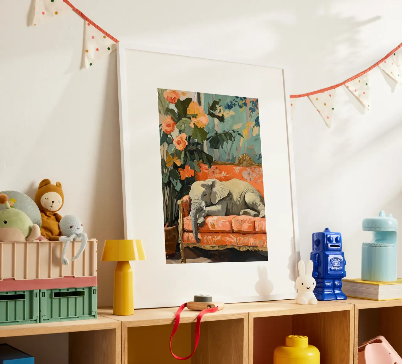 Elefante sul divano carta hahnemühle da ArtByNiki