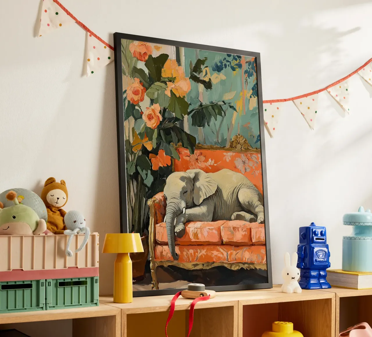 Elefante sul divano carta hahnemühle da ArtByNiki