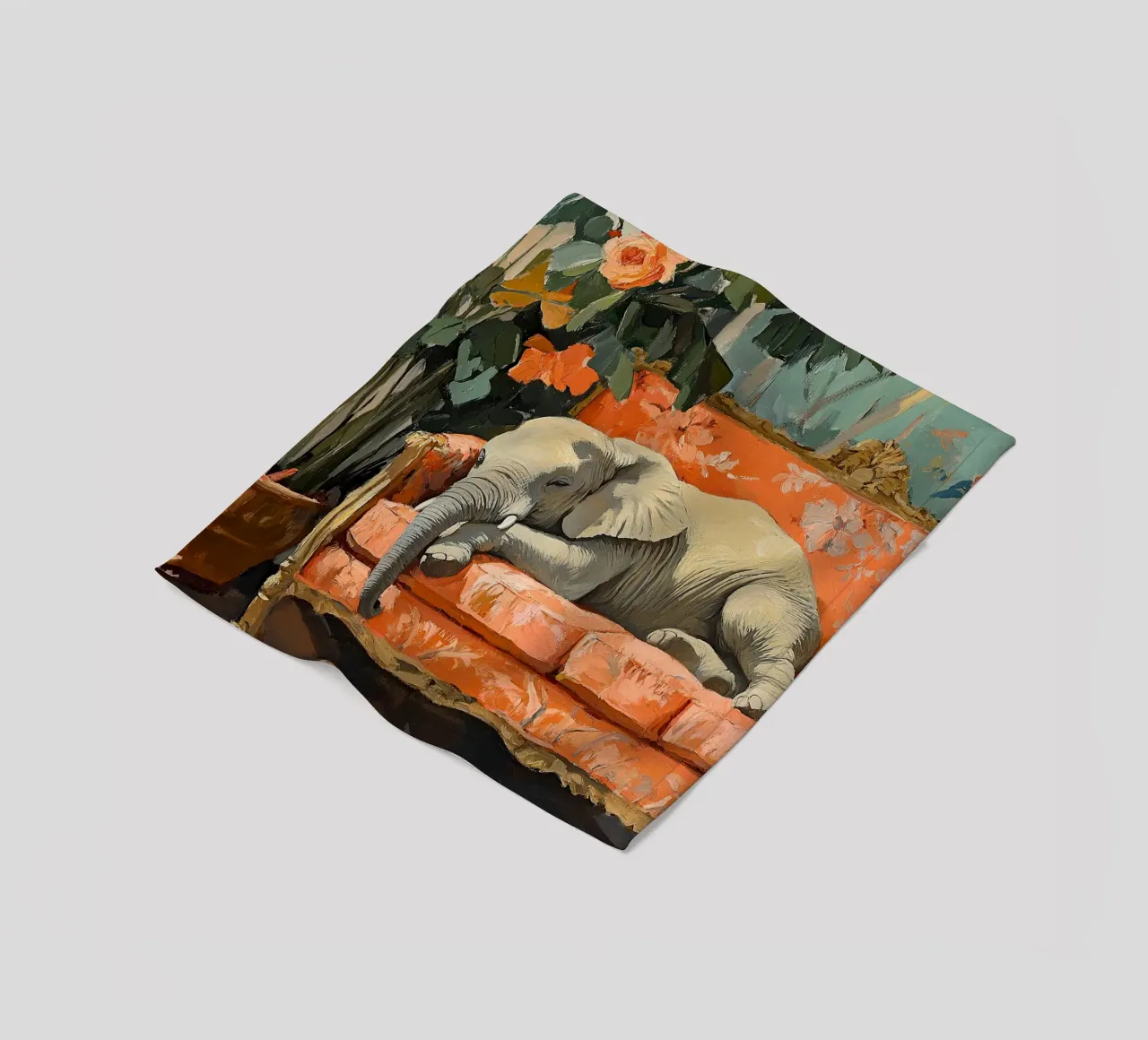 Elefante sul divano coperta in pile da ArtByNiki