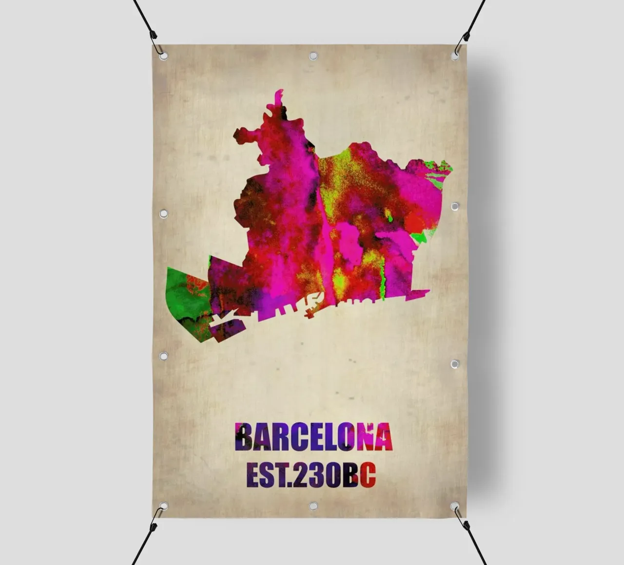 Barcelona Watercolor Map telo in pvc da Naxart