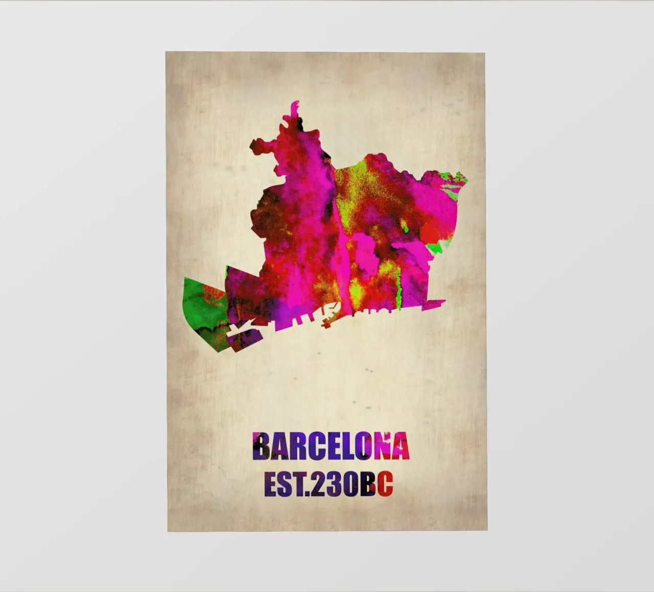 Barcelona Watercolor Map telo in pvc da Naxart