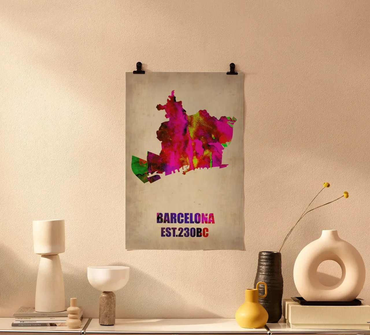 Barcelona Watercolor Map carta hahnemühle da Naxart