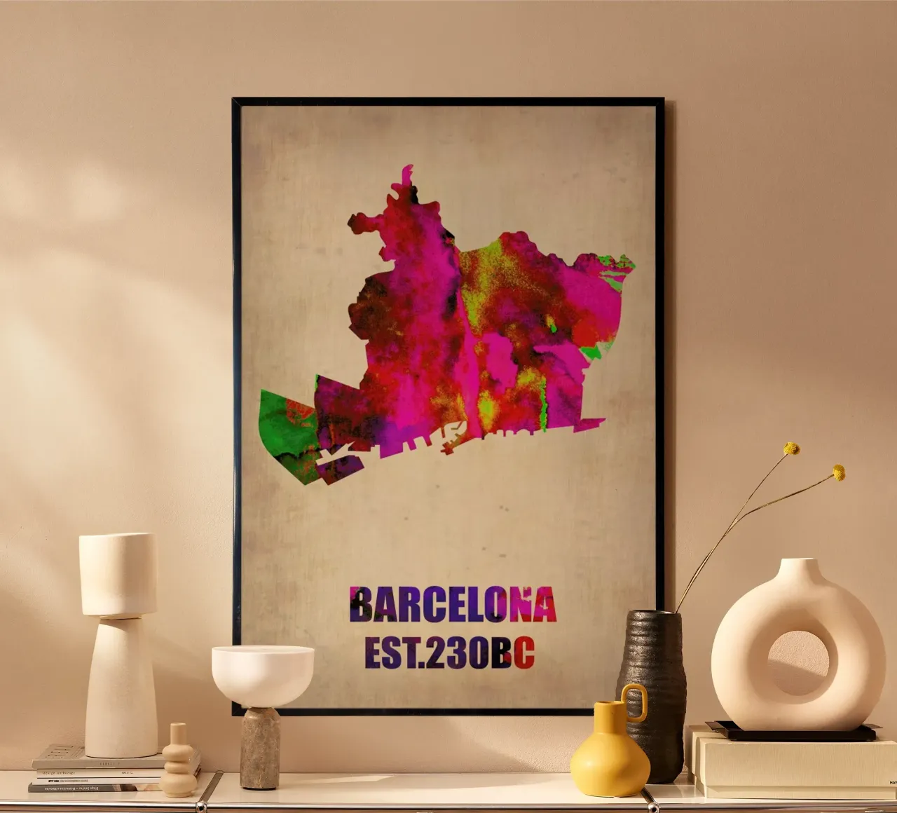 Barcelona Watercolor Map carta hahnemühle da Naxart