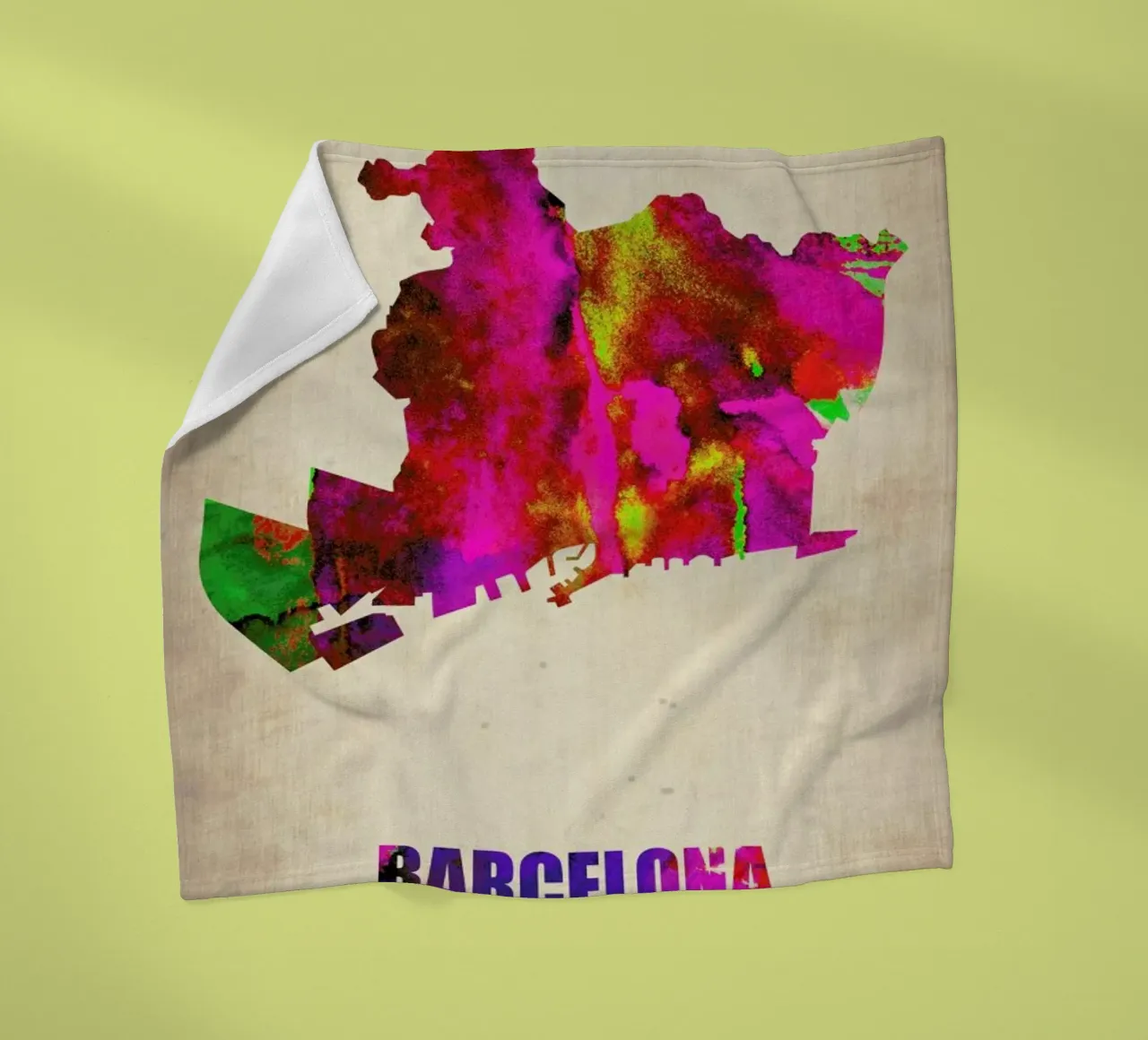 Barcelona Watercolor Map coperta in pile da Naxart