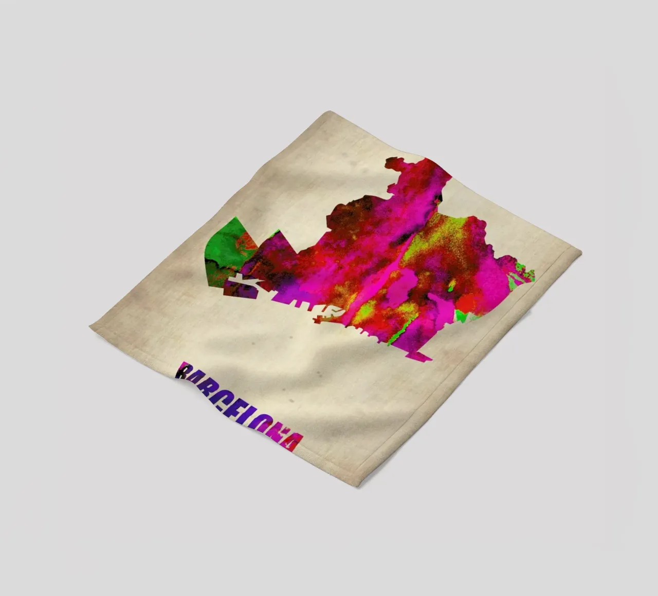 Barcelona Watercolor Map coperta in pile da Naxart