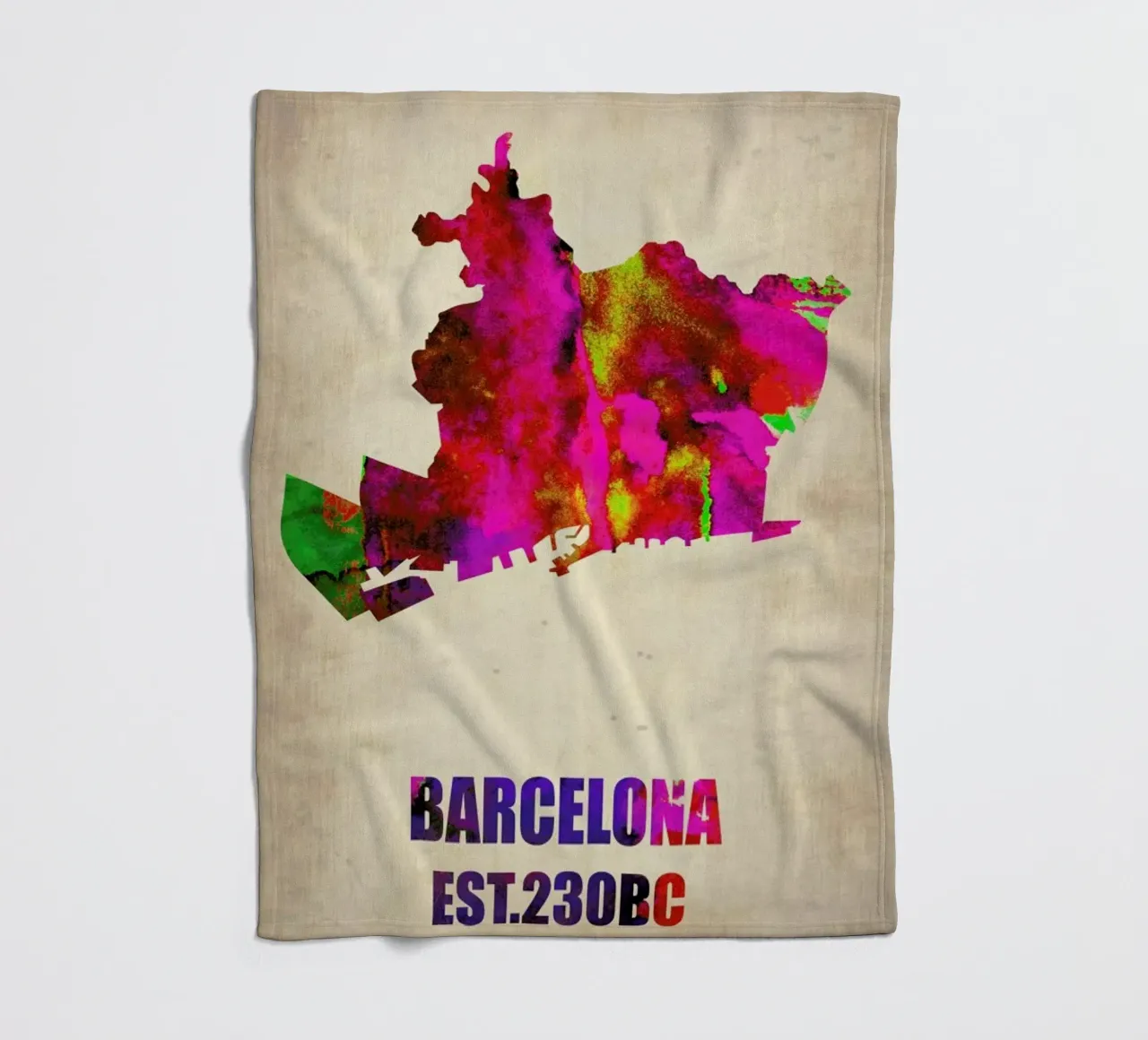 Barcelona Watercolor Map coperta in pile da Naxart