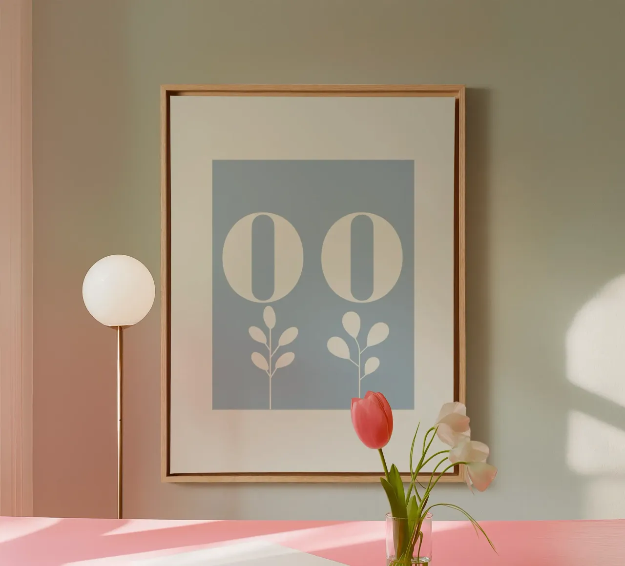 Zero Zero (Light Blue) tela con Cornice a cassetta da treechild