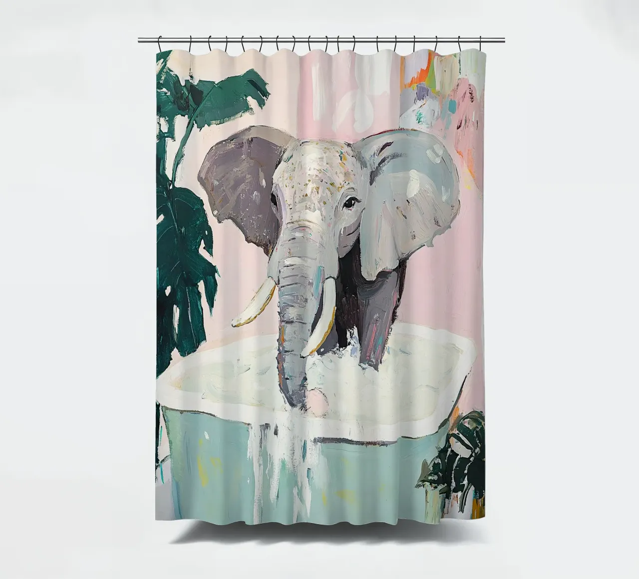 Eléphant dans la baignoire rideau de douche de ArtByNiki