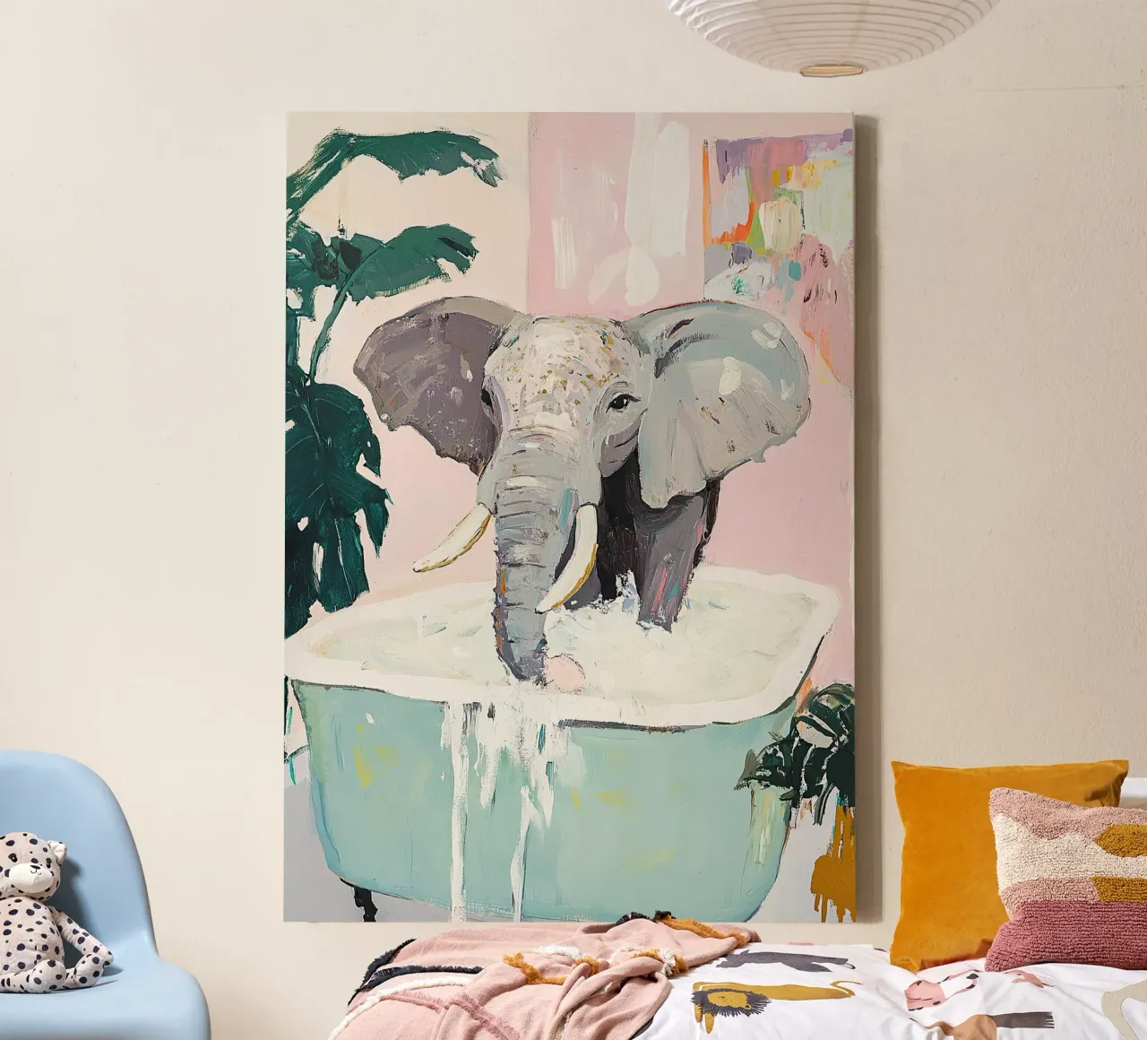 Elefant in der Badewanne Leinwand von ArtByNiki