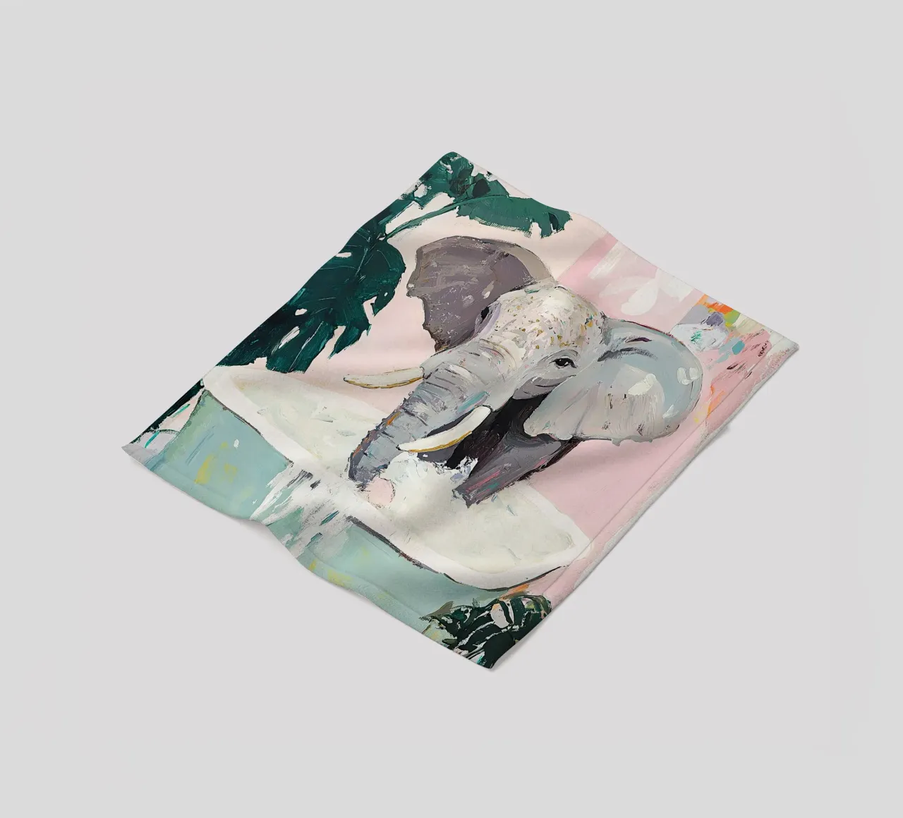 Elephant in the bathtub fleece blanket by ArtByNiki