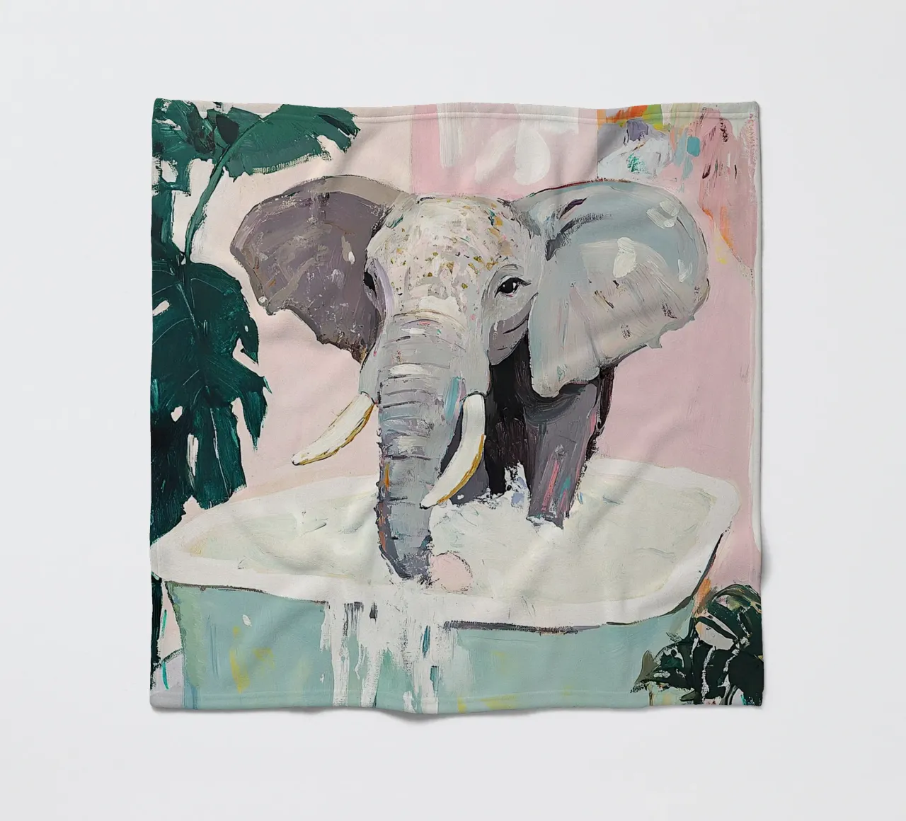 Elephant in the bathtub fleece blanket by ArtByNiki