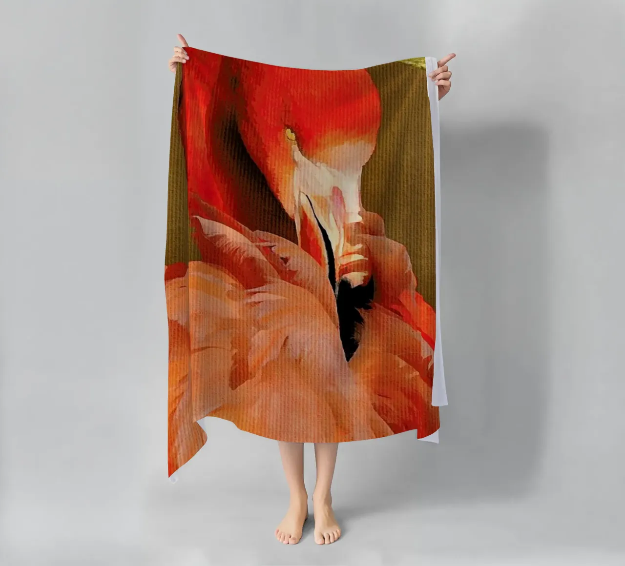 Flamingo with Golden Sun telo mare da Kubistika
