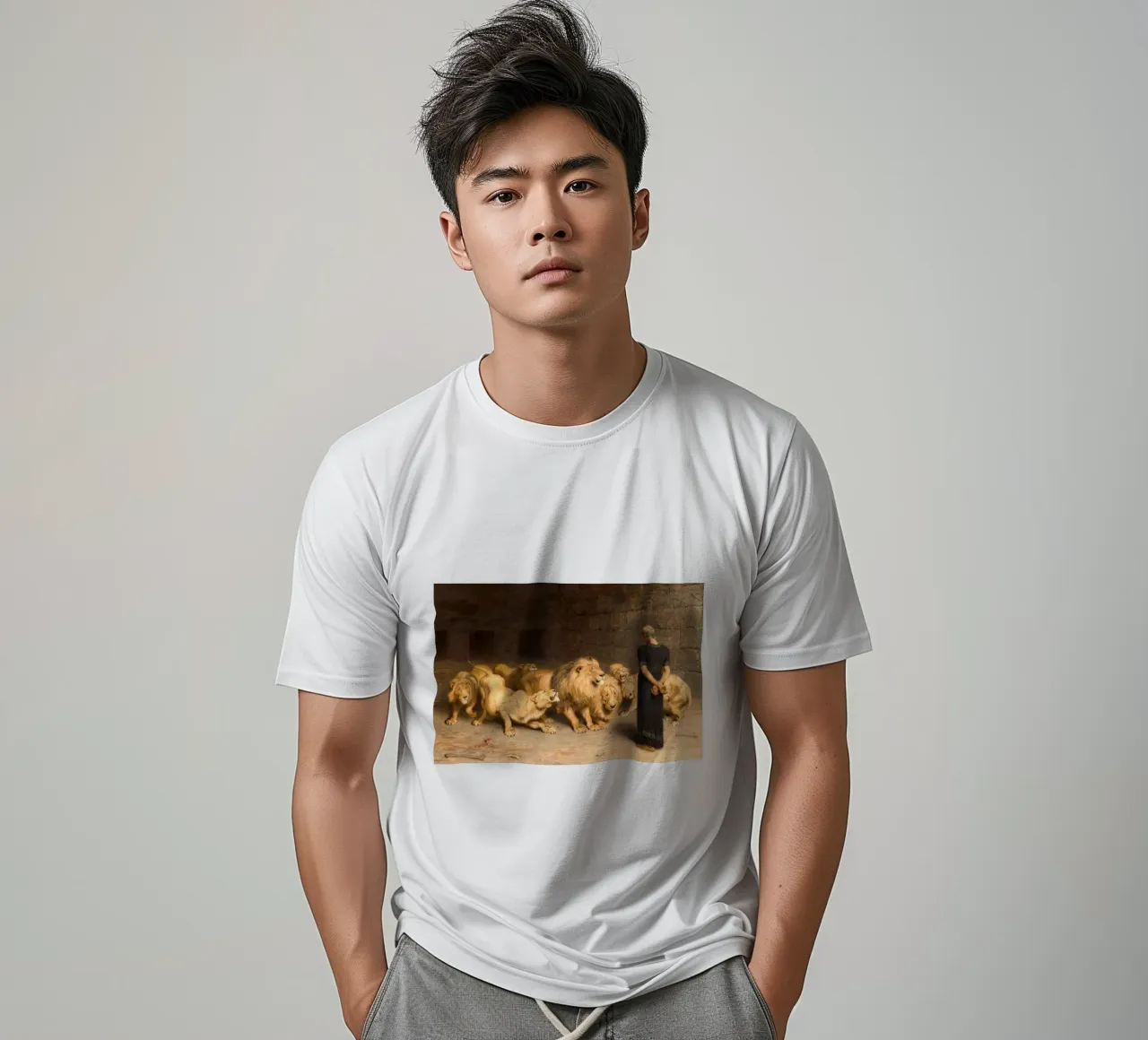 Briton Riviere - Daniel in de leeuwenkuil t-shirt van Timeless Artworks