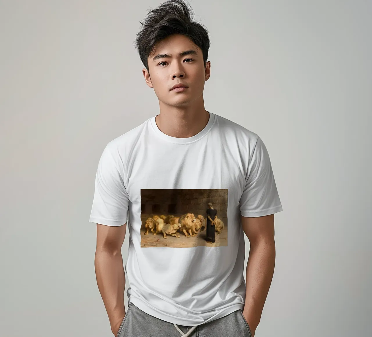 Briton Riviere - Daniel in de leeuwenkuil t-shirt van Timeless Artworks