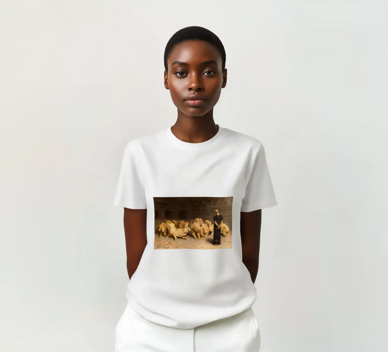 Briton Riviere - Daniel in de leeuwenkuil t-shirt van Timeless Artworks