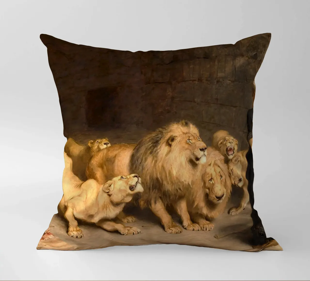 Briton Riviere - Daniel in de leeuwenkuil kussen van Timeless Artworks