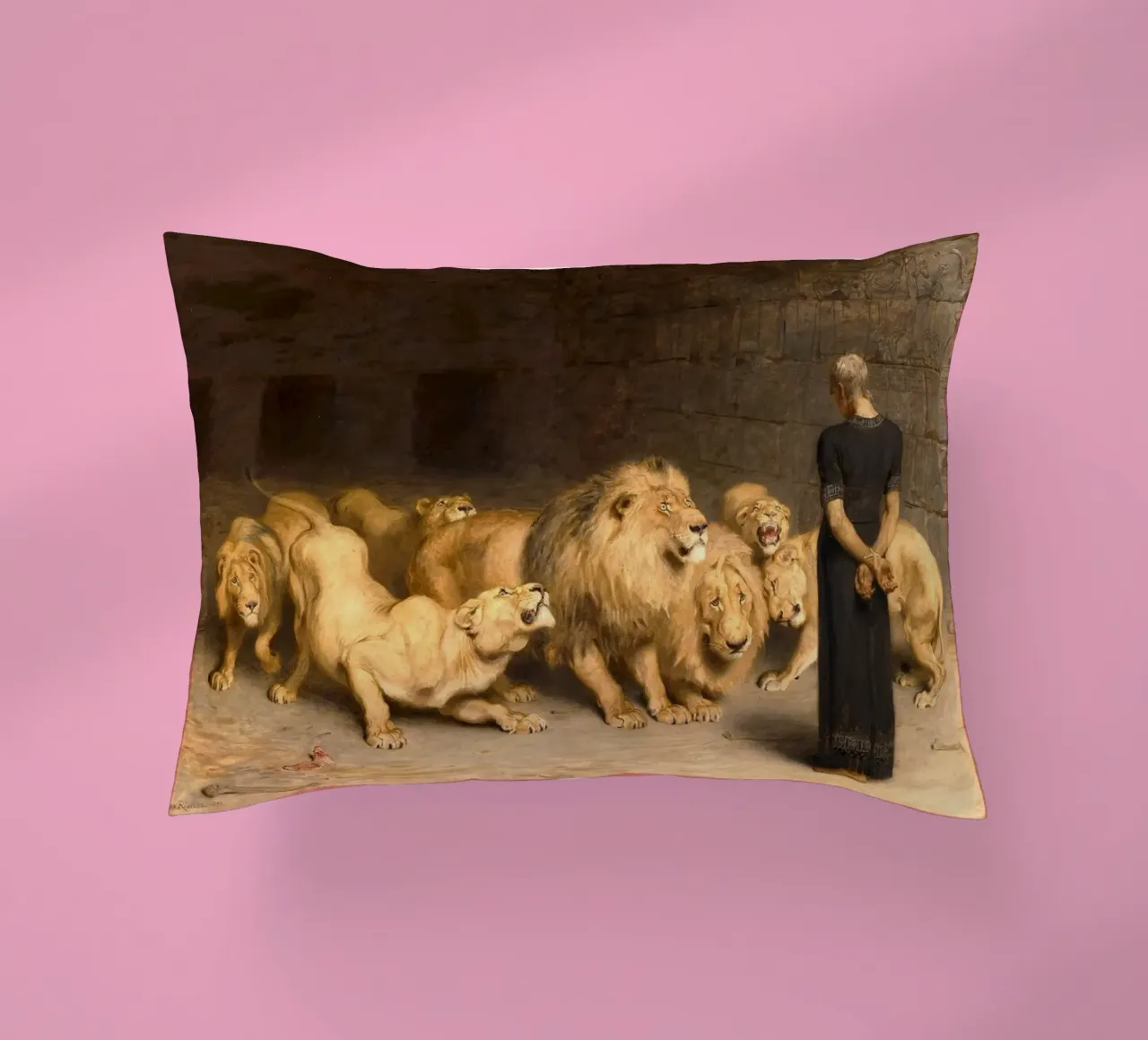 Briton Riviere - Daniel in de leeuwenkuil kussen van Timeless Artworks