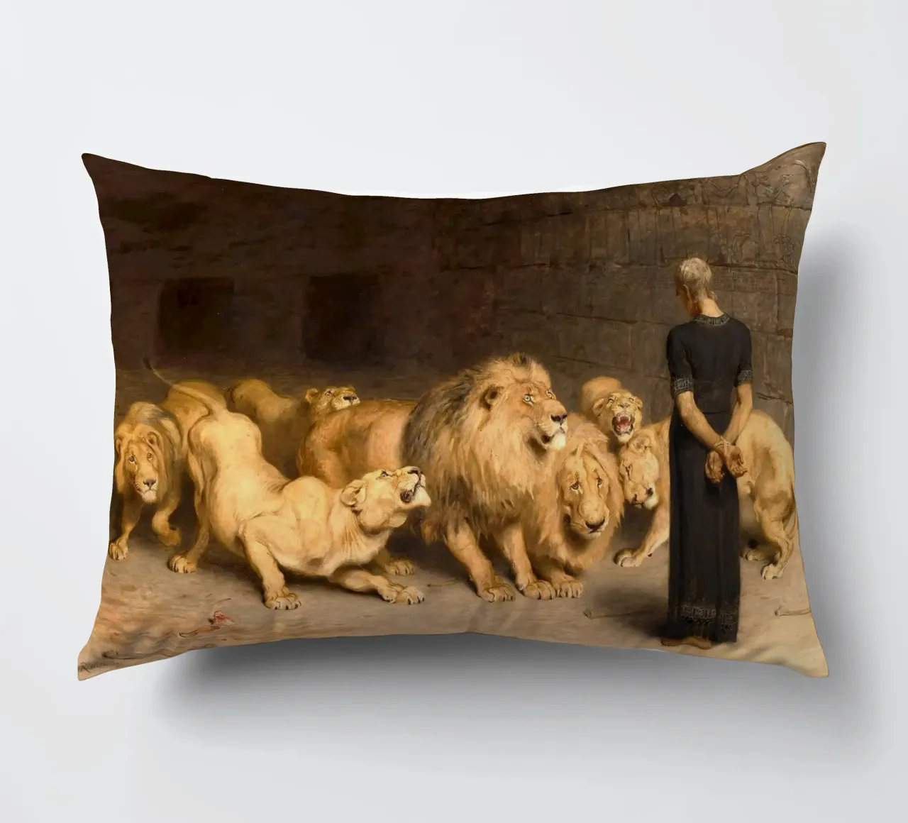 Briton Riviere - Daniel in de leeuwenkuil kussen van Timeless Artworks