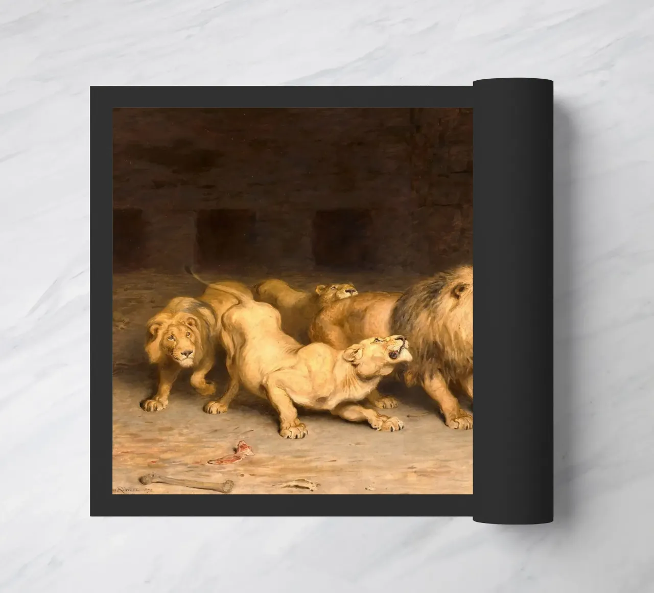 Briton Riviere - Daniel in de leeuwenkuil deurmat van Timeless Artworks