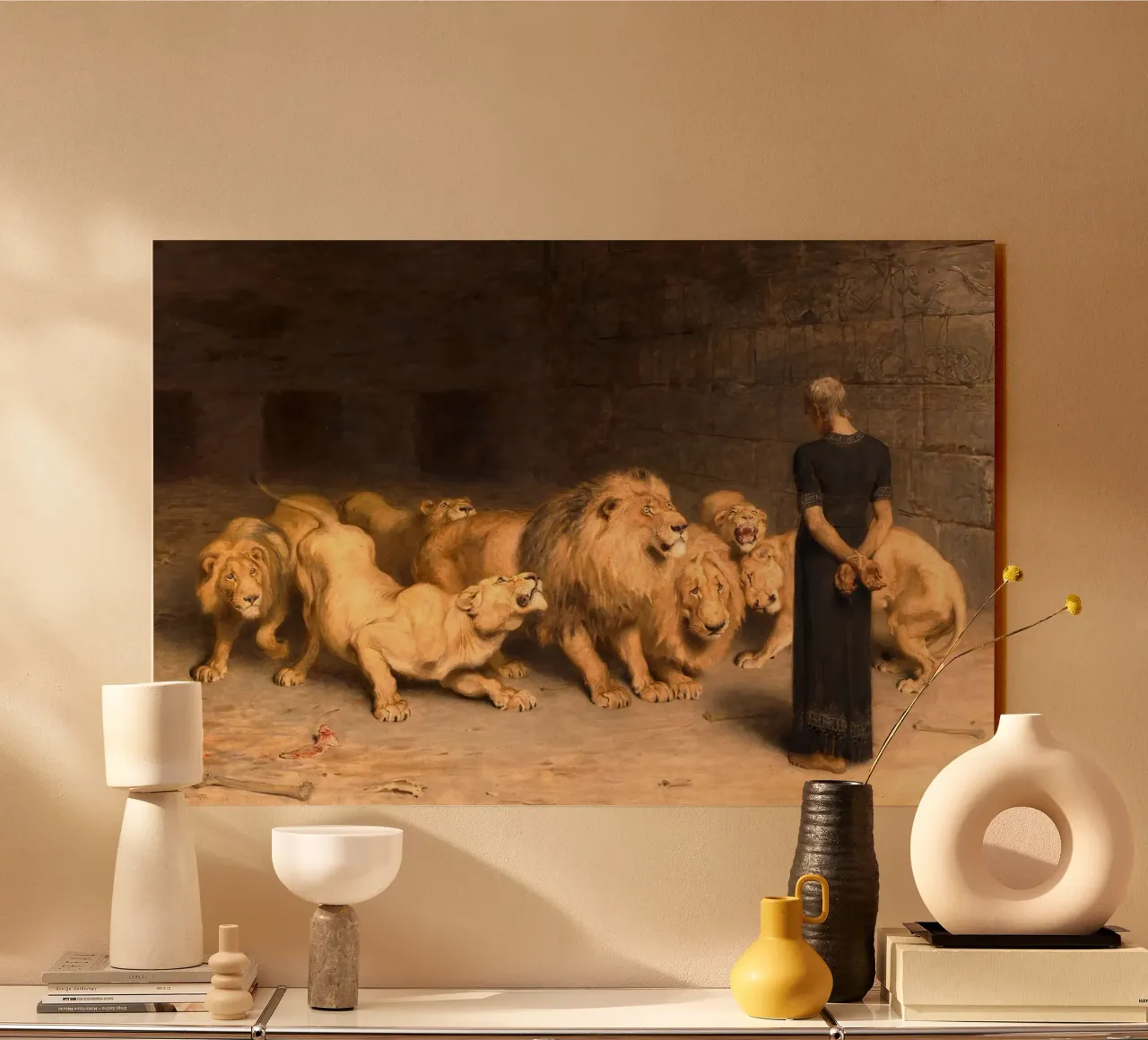 Briton Riviere - Daniel in de leeuwenkuil acryl van Timeless Artworks