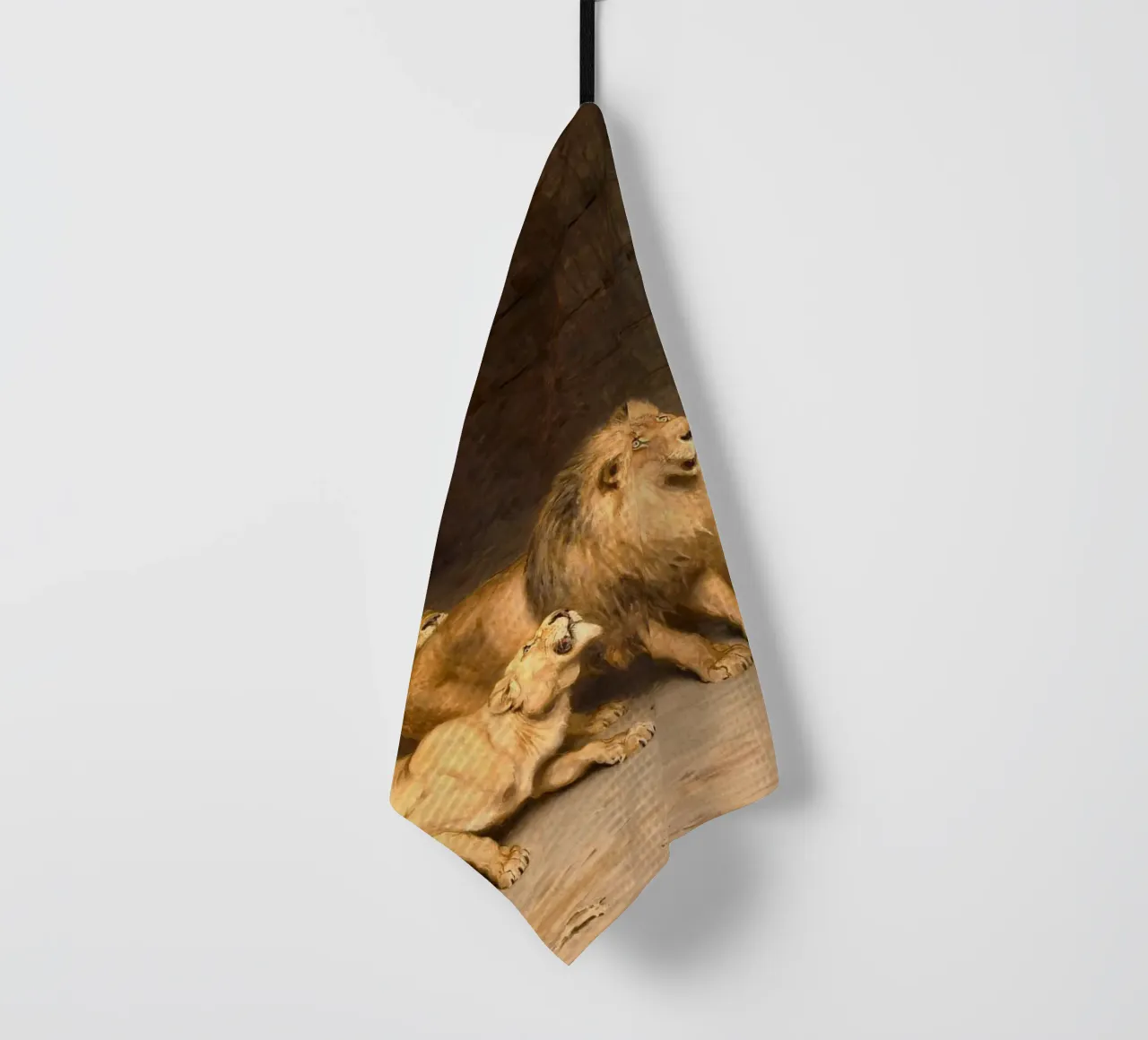 Briton Riviere - Daniel in de leeuwenkuil theedoek van Timeless Artworks