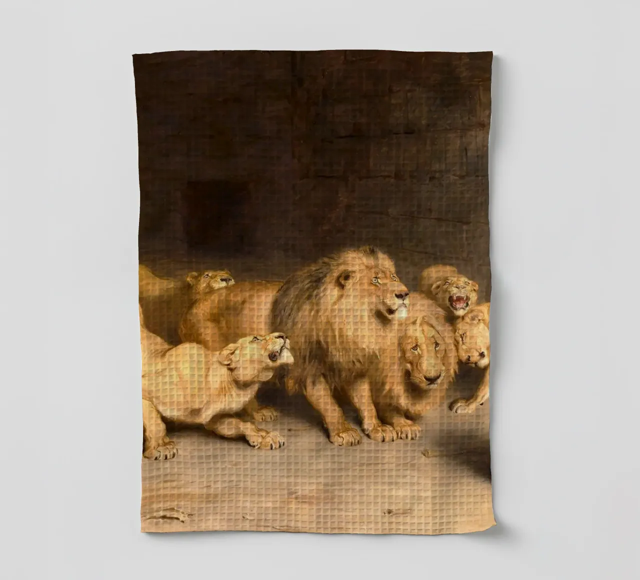 Briton Riviere - Daniel in de leeuwenkuil theedoek van Timeless Artworks