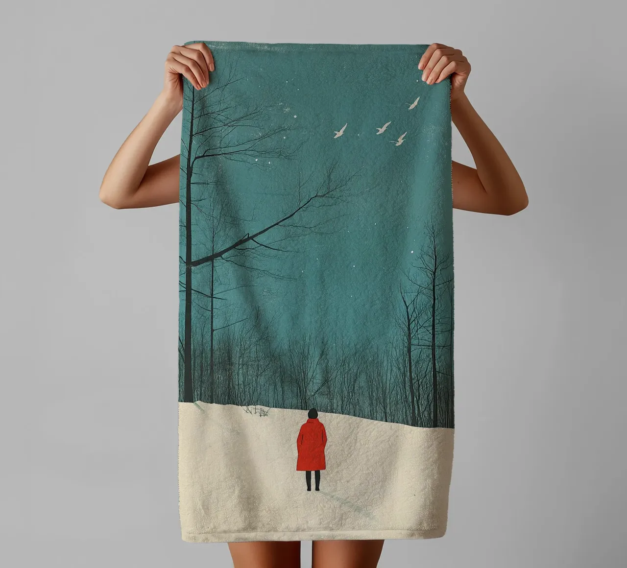 Cappotto rosso asciugamano da bagno da Nikis Art Studio
