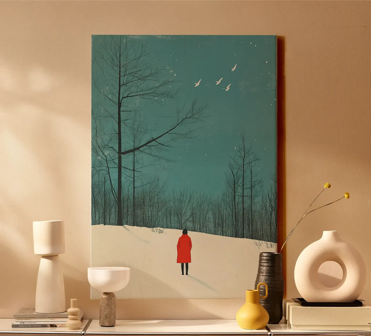 Cappotto rosso tela con Cornice a cassetta da Nikis Art Studio