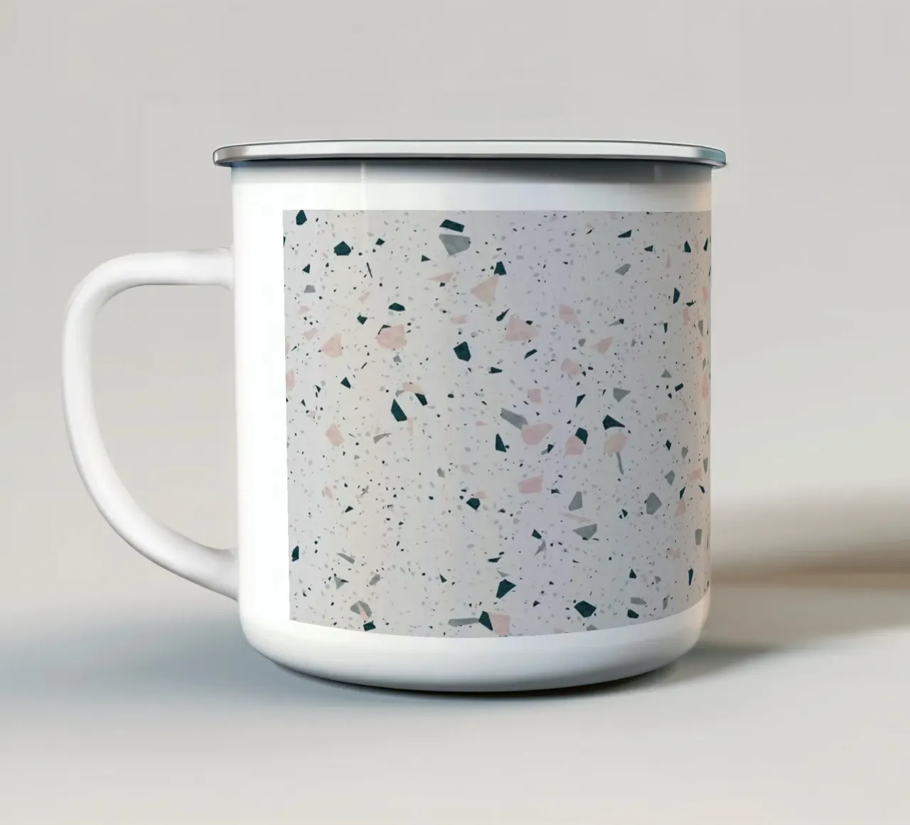 Terrazzo bianco, verde acqua e rosa tazza in smalto da amini54