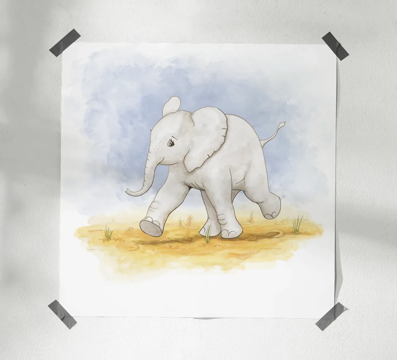 Piccolo elefante in acquerello poster da Sofi Ka
