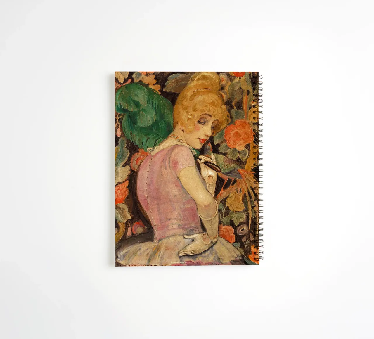 Gerda Wegener - Lili with a fan of faethers spiral notebook by Timeless Artworks