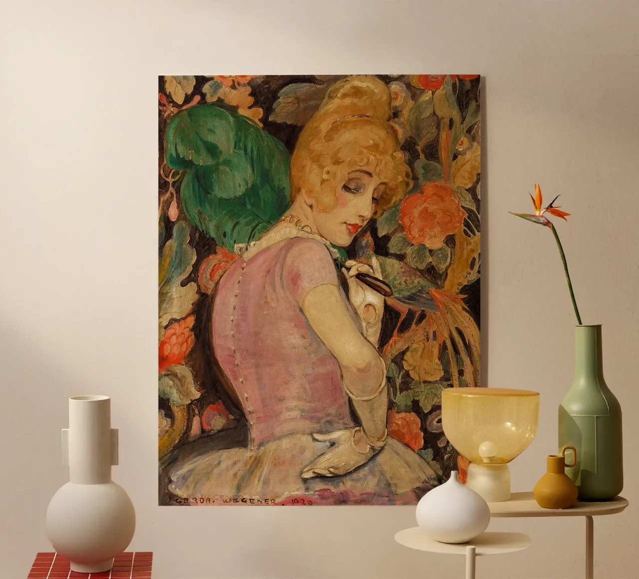 Gerda Wegener - Lili con un ventaglio di faeteri plexiglass da Timeless Artworks