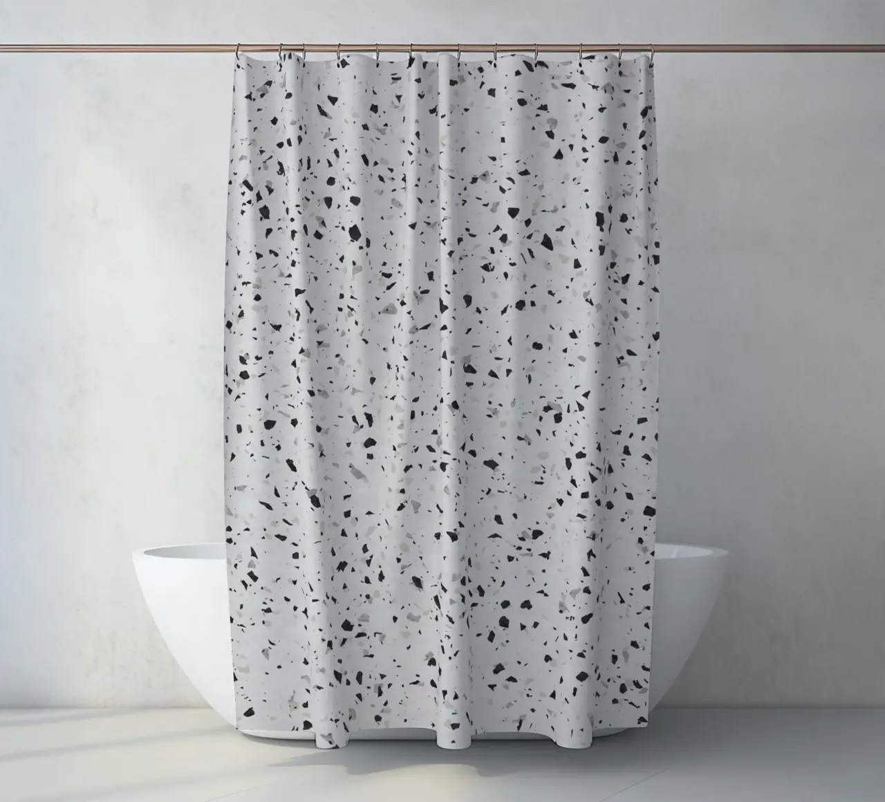 Black and White Terrazzo shower curtain by amini54