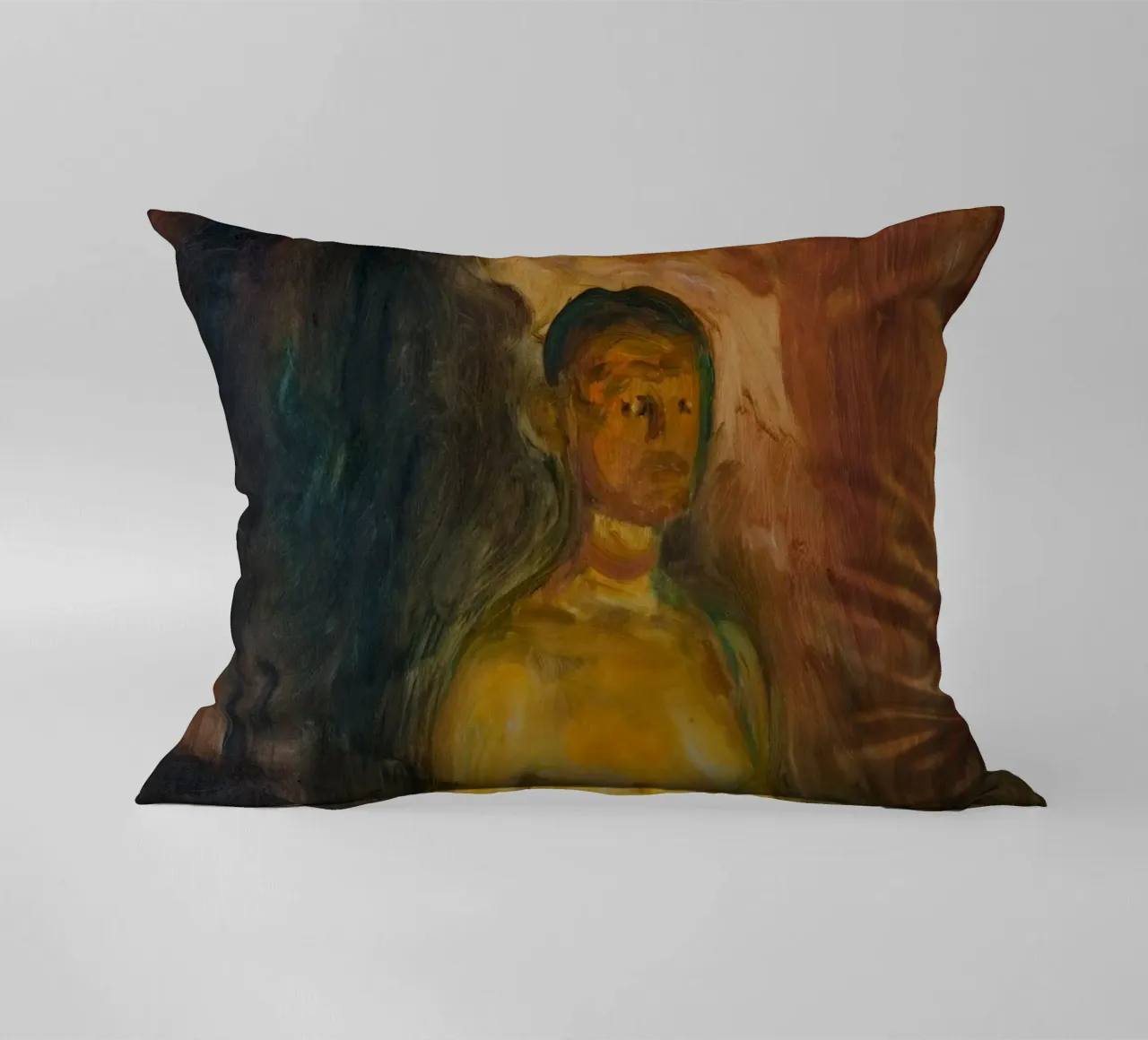 Edvard Munch - Self Portrait in Hell decorative cushion by Timeless Artworks