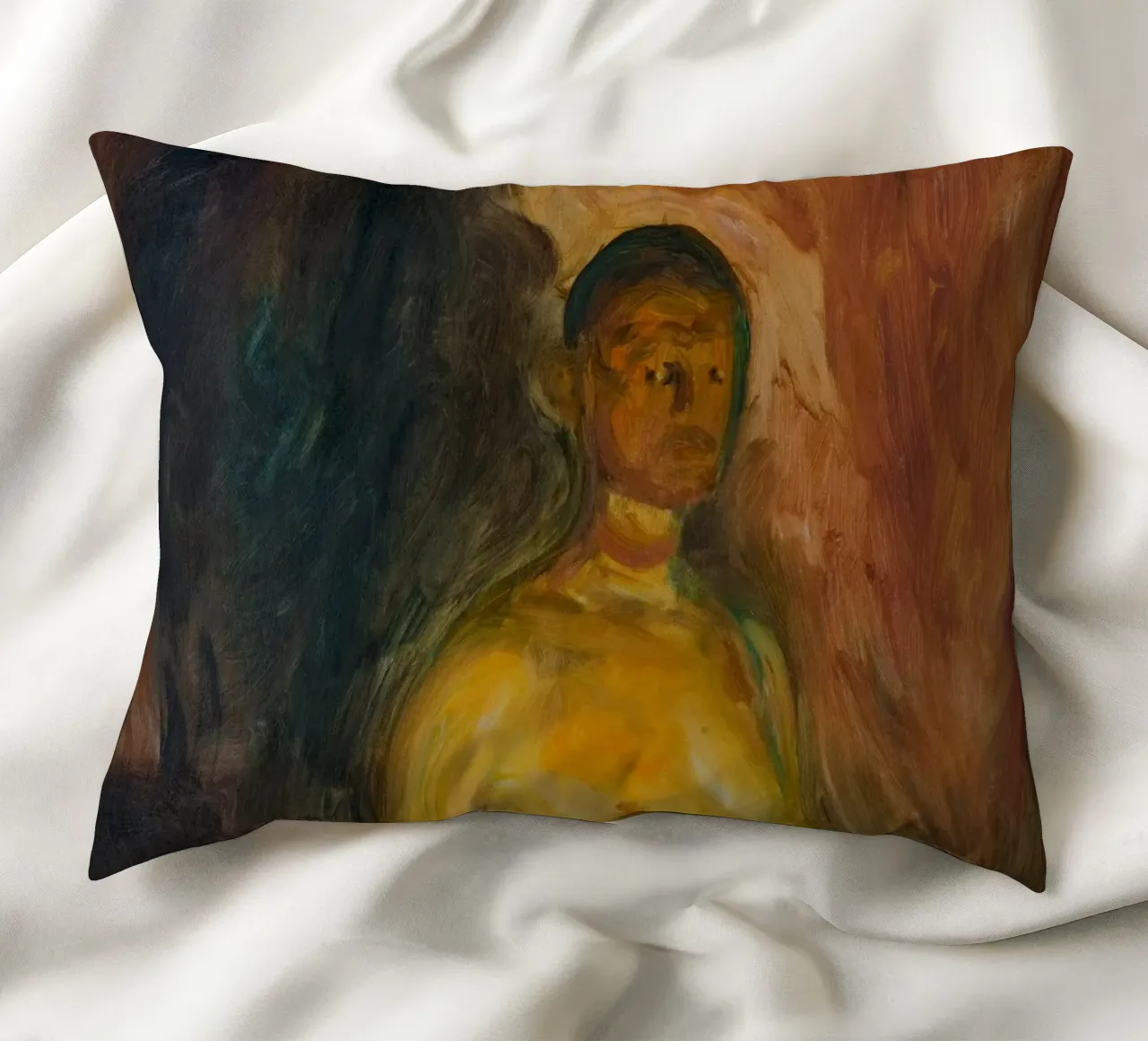 Edvard Munch - Self Portrait in Hell decorative cushion by Timeless Artworks