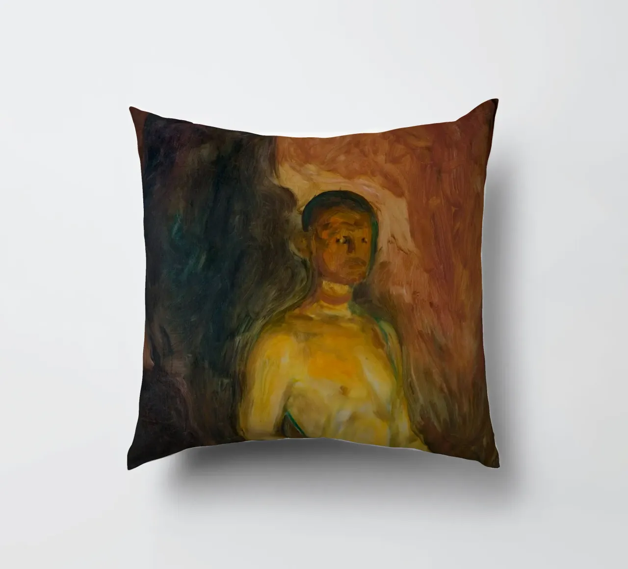 Edvard Munch - Self Portrait in Hell decorative cushion by Timeless Artworks