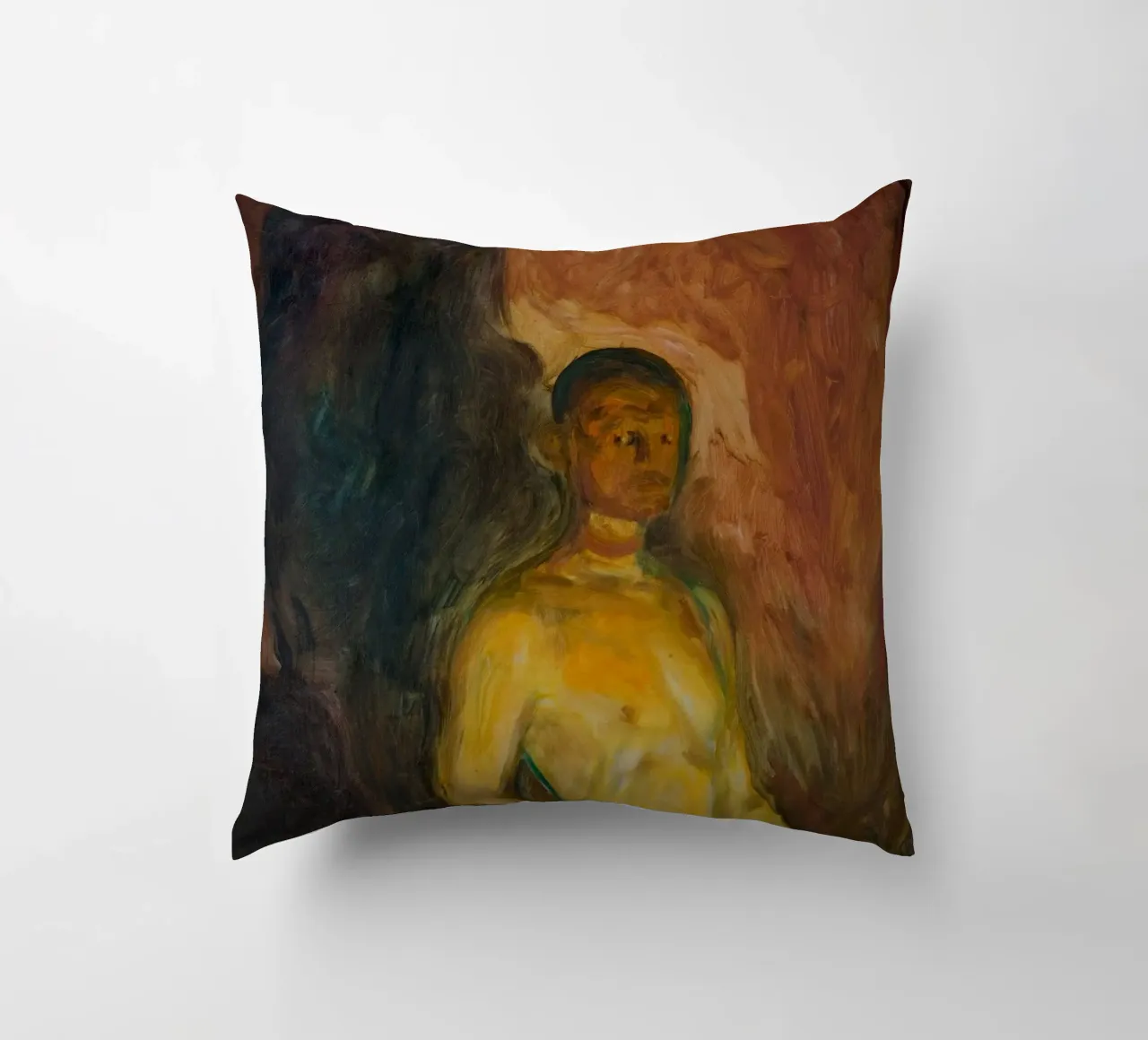 Edvard Munch - Self Portrait in Hell decorative cushion by Timeless Artworks