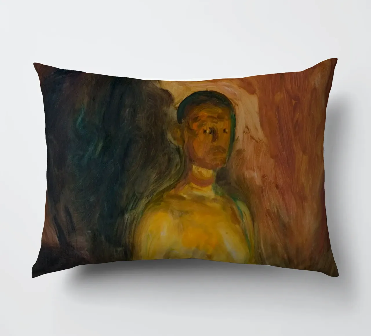 Edvard Munch - Self Portrait in Hell decorative cushion by Timeless Artworks
