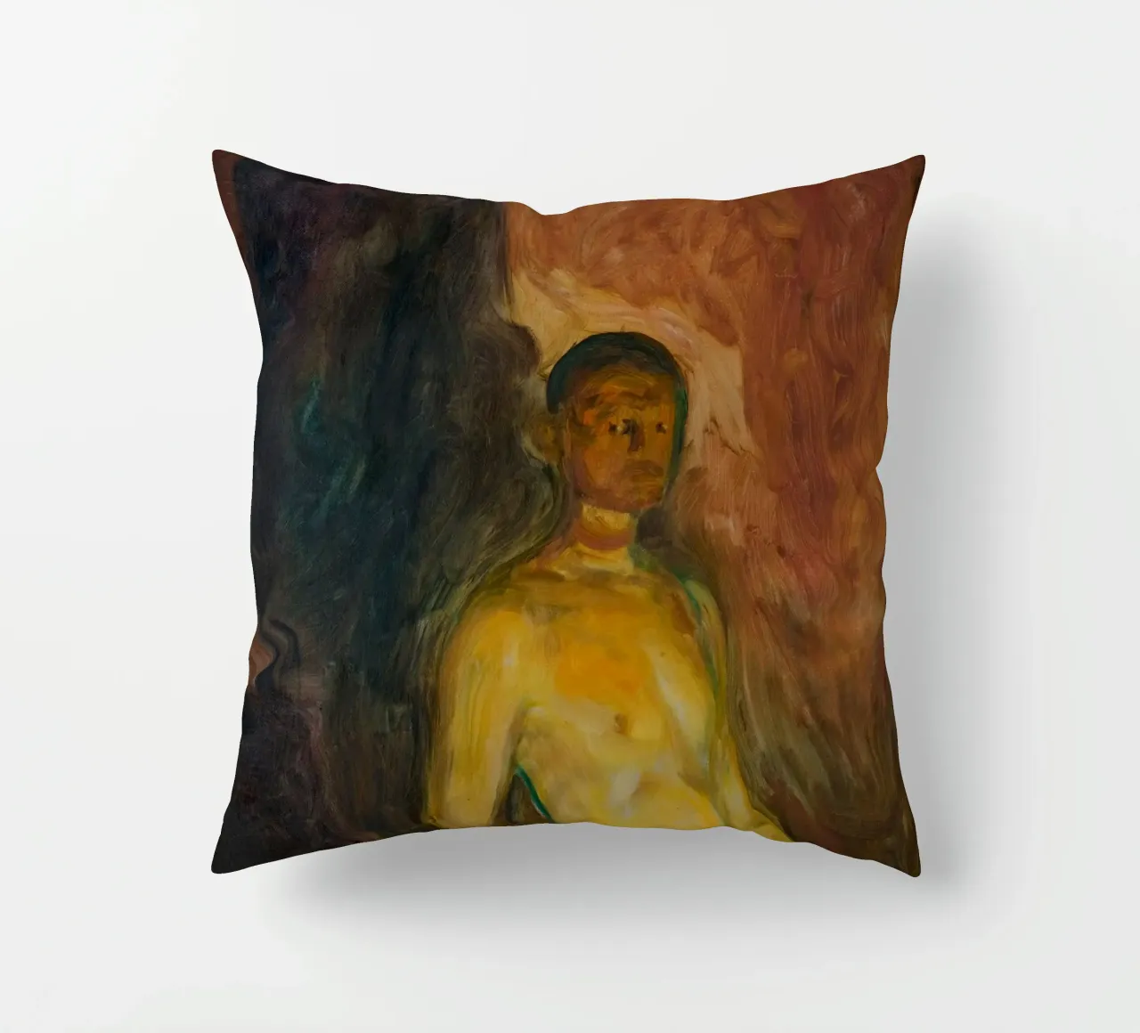 Edvard Munch - Self Portrait in Hell decorative cushion by Timeless Artworks