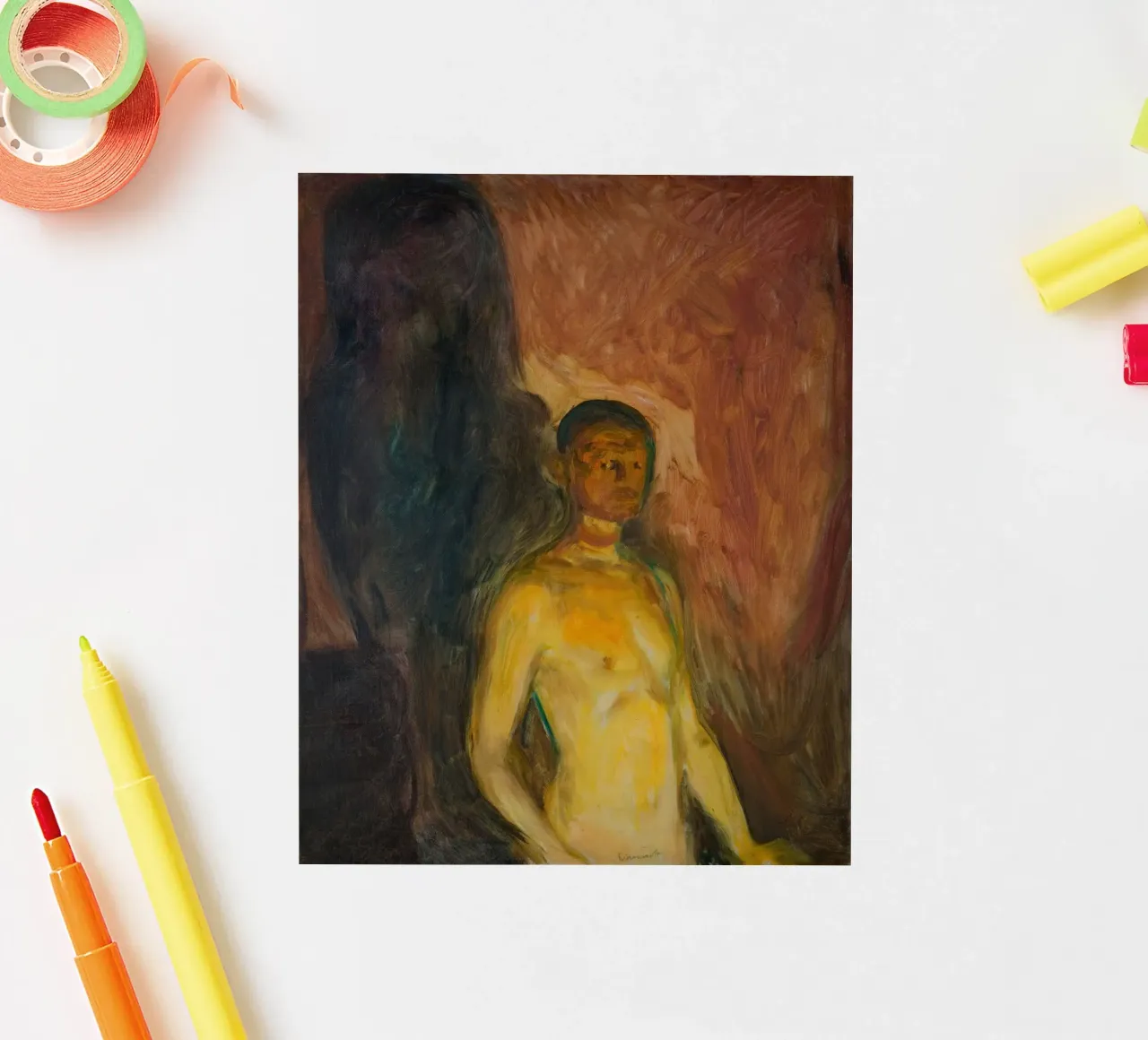 Edvard Munch - Self Portrait in Hell sticker by Timeless Artworks