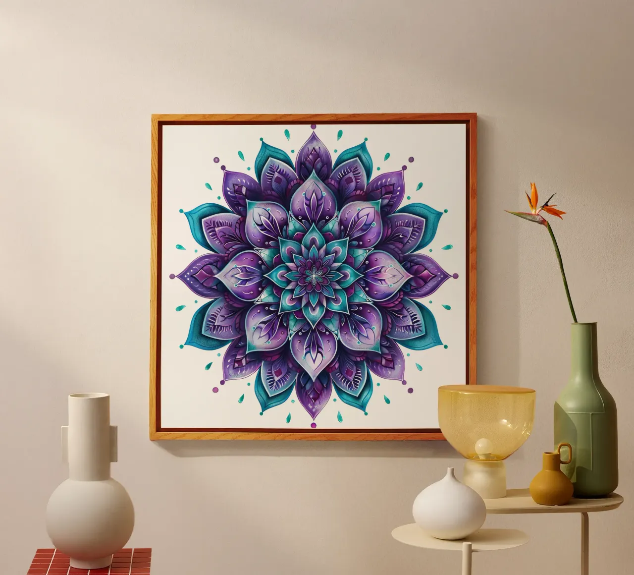 Paarse mandala acryl van Spiritual Touch