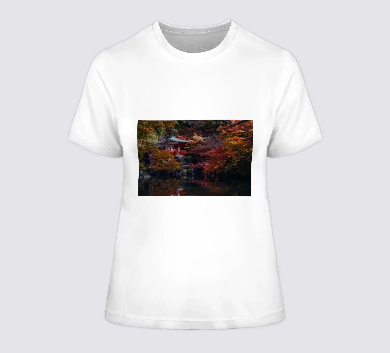 Japanese Temple Pond in Kyoto, Japan women's fitted t-shirt by Marcel Bisig