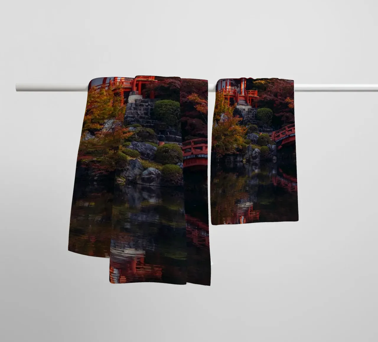 Japanese Temple Pond in Kyoto, Japan towel by Marcel Bisig