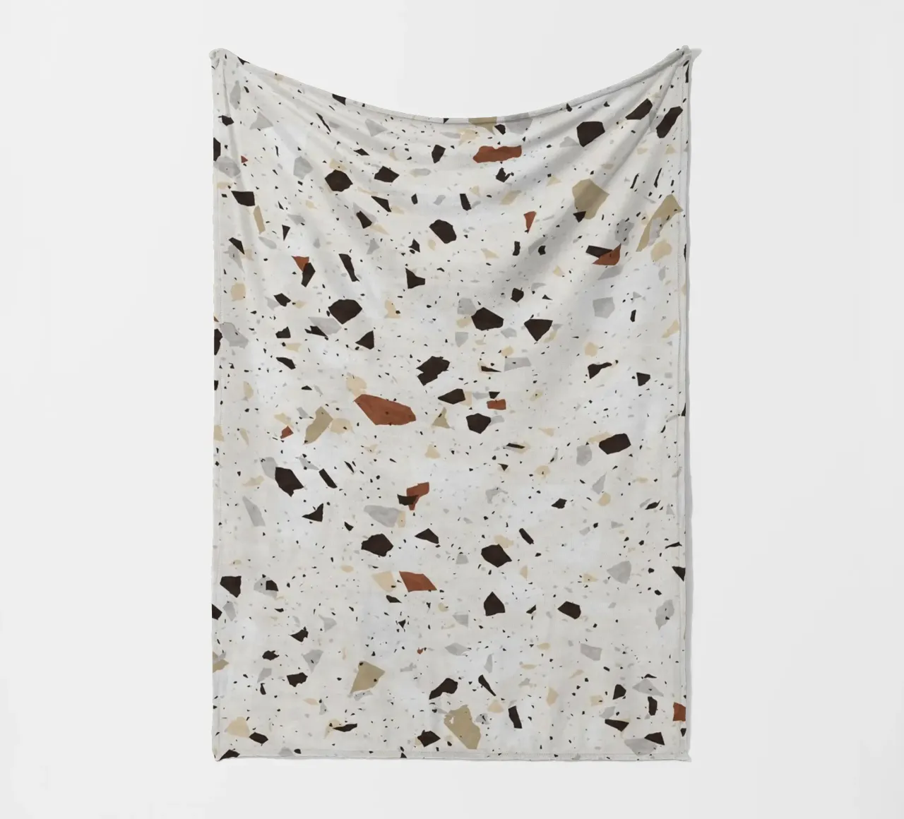 White and Beige Terrazzo fleece blanket by amini54