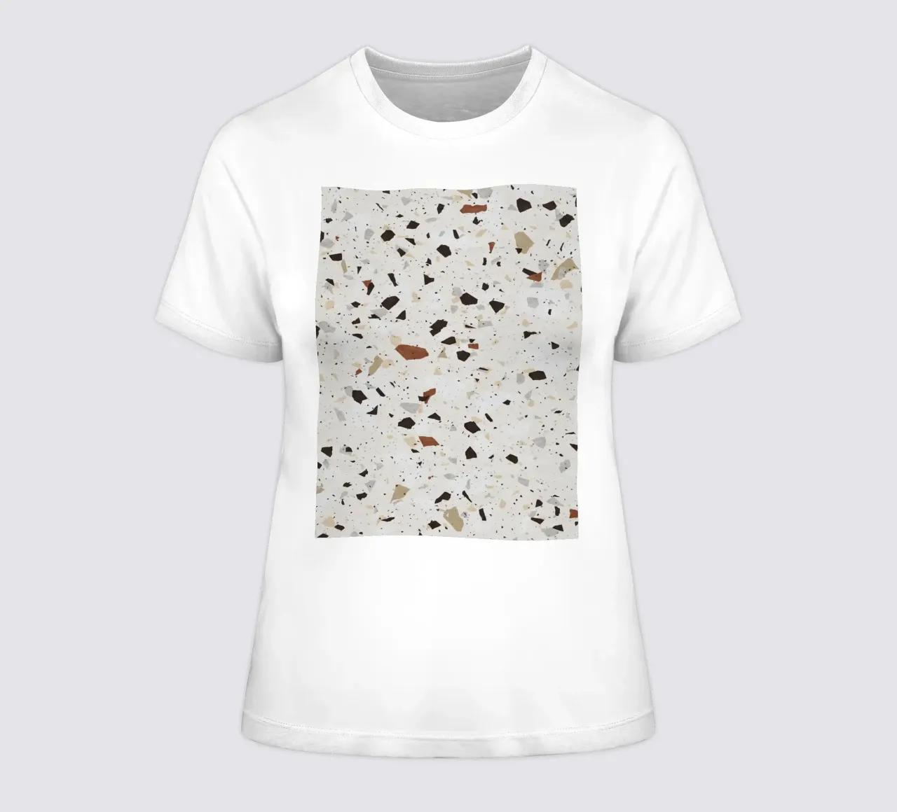 White and Beige Terrazzo women's fitted t-shirt by amini54