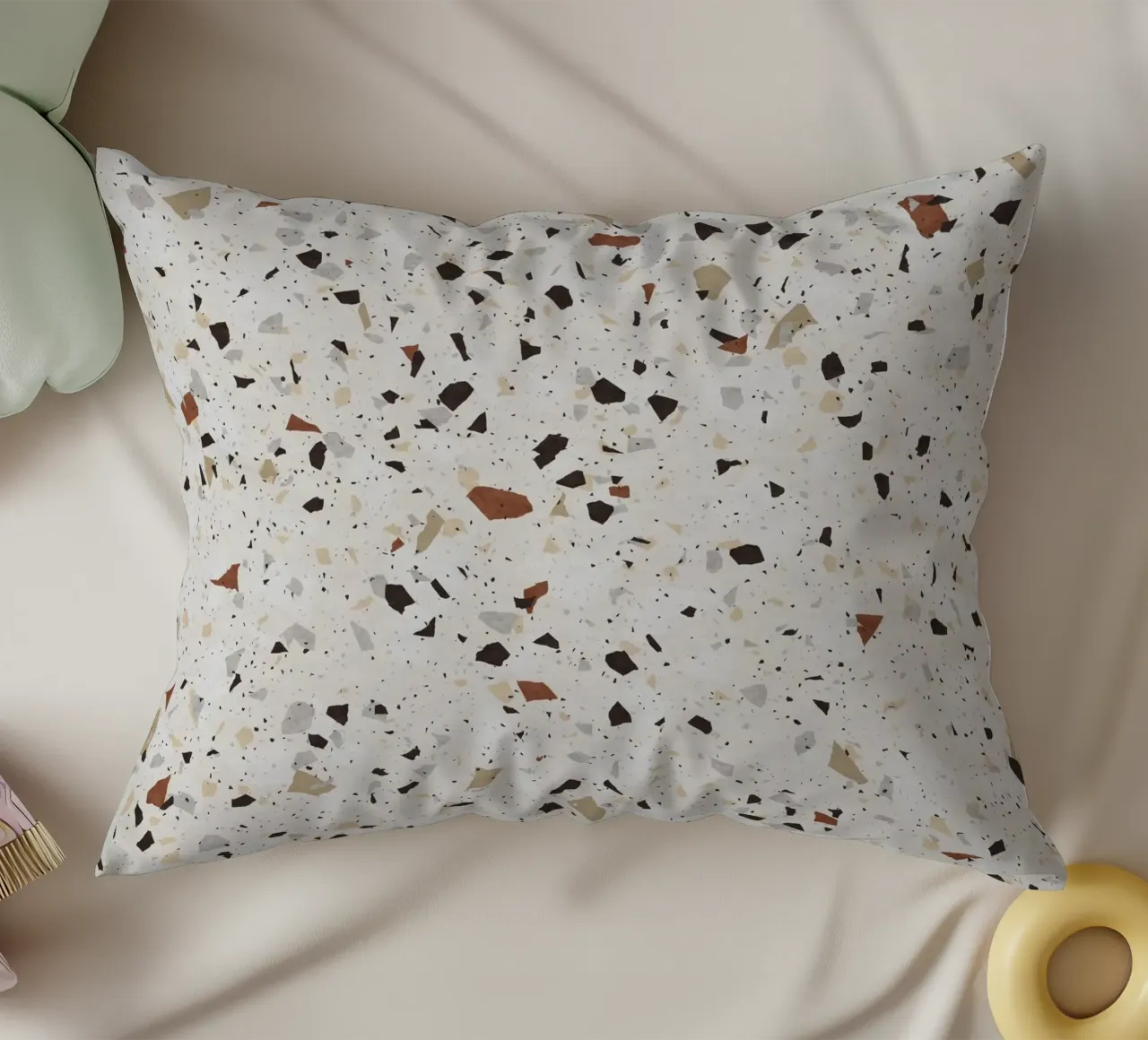 White and Beige Terrazzo decorative cushion by amini54