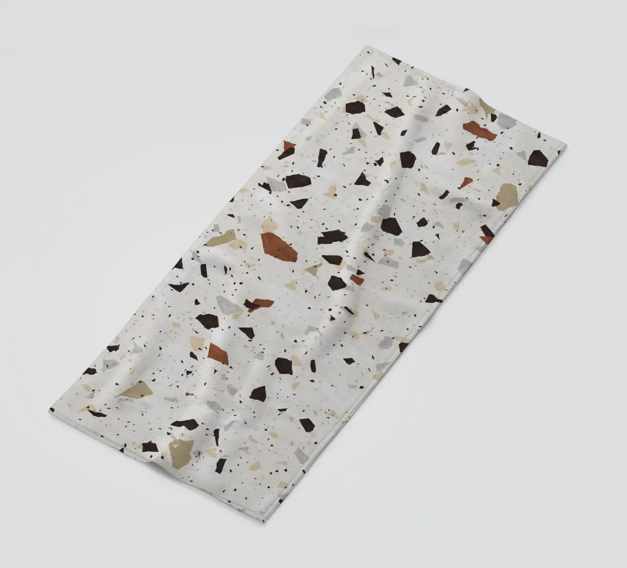 White and Beige Terrazzo beach towel by amini54